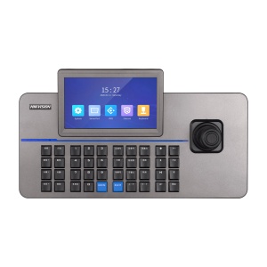 Teclado Hikvision IP - Interface dupla: directo ou rede - Ecrã táctil 7" LCD 1024x600 - Rede por IP com conector RJ45 - Joystick 4 axis - Permite o funcionamento do video wall