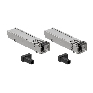 Teltonika - Kit de 2 transceptores SFP BiDi bidirecionais - Velocidade de transferência de dados de 1.25 Gb/s - Ligação ótica monomodo através de uma fibra Simplex LC - Alcance de transmissão de longa distância até 20km - Intervalo de temperatura industri
