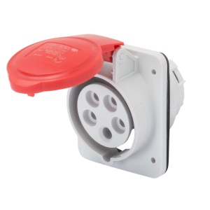 Tomada fixa de encastrar a 10°, IP44/IP54, 3P+N+T, 16 A, 400 V, 6 h