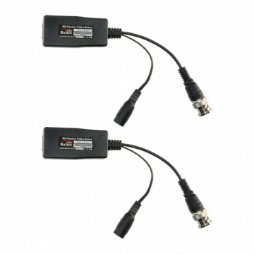 Transceptor passivo por par trançado SAFIRE - 4N1 (HDTVI, HDCVI, AHD e CVBS) - 1 canal de vídeo e alimentação - Conector RJ45, BNC e Jack - Alcance: 190 ~ 440 m - 2 unidades