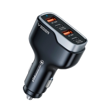 VEGER - Car plus légère - Power 66W - Chargement rapide 30W - Sorties USB -C 2x, 2x USB -A - couleur noire