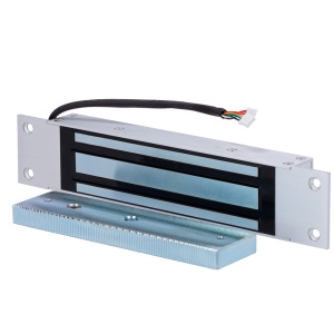 Ventosa electromagnética Dorcas - Para porta simples - Força de retenção 280 kg - Modo de abertura Fail Safe (NC) - Montagem encastrada