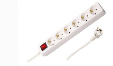 White Block 6x Schuko 5.0m 3g1.5mm2 + int