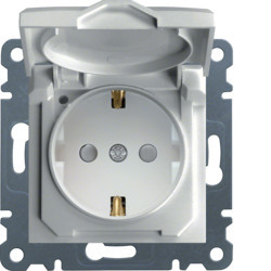 WL1160 - Lumina - Tom. Schuko w/lid and obtur, br Hager Ean: 8694407001047