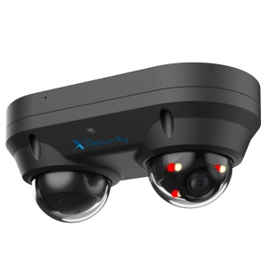 X-Security Câmara IP Domo dual - 2x 4 Megapixel (2560x1440) - 2x Lente fixa 2.8mm - WDR 120dB | Dual Light (IV 30m e luz branca 20m)) - WizSense, com classificação de pessoas e veículos - MicroSD 256GB / IP67 &amp; IK10