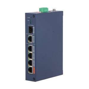 X-Security Industrial L2 Managed Switch - 4 portas PoE 10/100 (Porta 1 Hi-PoE até 60W) - Uplink dual: 1x RJ45 Gigabit e 1x SFP Gigabit - Gestão centralizada através de um ambiente Web local - DIP Switch: Modo Extend (250m) e PoE Watchdog - Chassis blindad