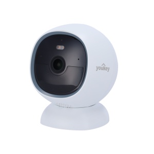 Youkey Câmara Sem fios - 4 MP | 2.2 mm | IV 10 m - Deteção de movimento | PIR 7 m - Deteção de corpos humanos | Deteção de animais de estimação - Dissuasão ativa | Luz branca e altifalante - Wi-Fi | Microfone | Altifalante | microSD