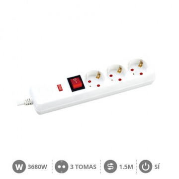 100005015 - 8433373074811Base múltipla com proteção 3T + Int. (3x1,5mm) 1,5M Branco