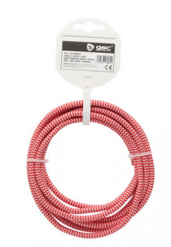 101025003 - 8433373069640Cabo textil 2,5M (2x0,75mm) Blanco/Rojo