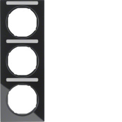 10132225 - R.3 - marco x3 p.-ETIQ. vertical., negro HAGER Ean:4011334393238