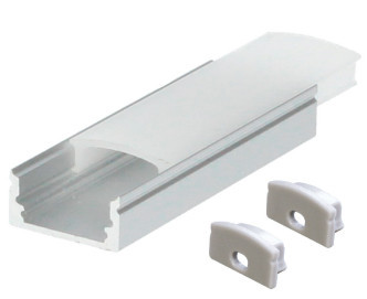 204025036 Translucent Aluminum Profile Kit Surface 2 m for LED strips up to 12 mm Gris