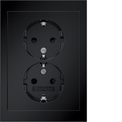 47592245 - R.3 - Schuko x2 Monb.obtri, negro HAGER Ean:4011334451723