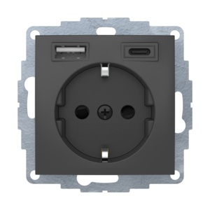48041606 - S.1/B.x - Schuko mit USB A+C, mattanthrazit HAGER EAN:4011334528302
