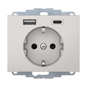 48047004 - k.1/ k.5 - Schuko w/ USB A+C, stainless lac hager ean: 4011334528364