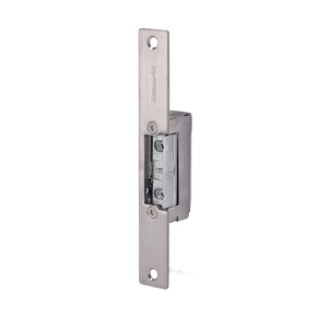 Abreportas elétrico em aço inoxidável Dorcas - Instalação com corte da moldura - Fechadura radial ajustável - NO Fail Secure | Até 330 kg - Fonte de alimentação CA/CC 10-24V - Memória e passagem livre