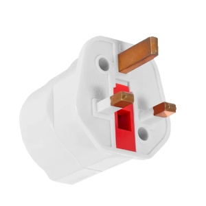 Adaptador - Enchufe Tipo F (EU) a Enchufe Tipo G (UK) - Voltaje 250V AC - Potencia Máxima 3250 W - Corriente Máxima de Salida 13 A - Color blanco