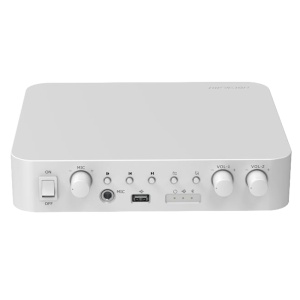 Amplificador analógico - Funcionalidades básicas de mistura - Leitor USB / BT / MIC / RCA - Potência 60 W - Até 2 zonas