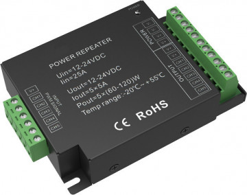 Amplificador RGB+W+A 12-24Vdc 5X5A 5x120W (24Vdc)