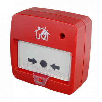 Bouton de pression réiniciable conventionnel - Certificat EN54 - Indicateur LED - Installation de surface - Réarmé à la main ou par clé