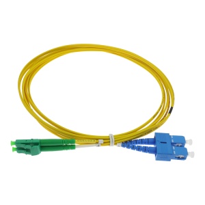 Cabo de ligação de fibra ótica dúplex - Fibra monomodo G657A2 de alto desempenho - Conectores híbridos LC APC e SC UPC - Comprimento exato de 3 metros - Revestimento exterior LSZH de cor amarela - Compatibilidade de utilização genérica e universal