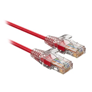 Cabo UTP Slim de ligação - Ethernet - Conectores RJ45 - Categoria 6A - 0,1 m - Cor vermelho