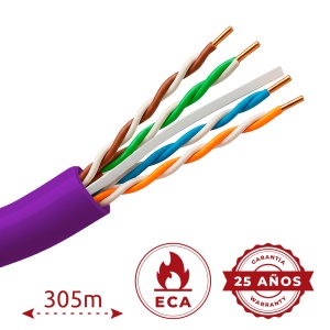 Cabo UTP Uniview PVC - Categoria 6 - Atende com 90m Fluke test - Condutor OFC, pureza 99.9% cobre - Bobine de 305 metros - Diâmetro 5.5 mm