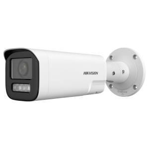 Câmara Bullet IP Hikvision VALUE - Resolução 2 Megapixel (1920x1080) - Lente motorizada 2.8~12 mm - Luz híbrida 50 m | Alarme e flash dissuasor - Microfone incorporado | Alarmes | MicroSD - Deteção de movimento 2.0 | PoE IP67