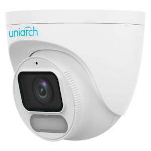 Câmara IP Turret | Uniarch - 4 MP | Lente 2.8 mm | microSD 512 GB - Luz branca 30 m | WDR 120 dB - Hunter Color com tecnologia WISE-ISP - PoE | UMD | IP67 - Botão de reset | Microfone incorporado