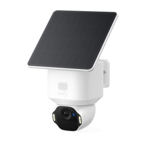 Câmara Wifi Eufy by Anker 4K - Deteção de pessoas / veículos / movimento - Memória integrada 16GB | Painel solar integrado - Visão noturna a cores com LED / Sirene - Autonomia ilimitada - Apta para Exterior IP67