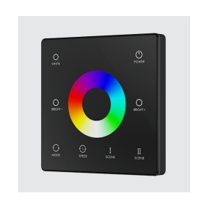 Comando SLIM Parede Preto c/ pilha RF Touch control RGBW 1 zona
