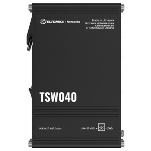 Conmutador PoE industrial no administrado Teltonika - 8 puertos Fast Ethernet RJ45 - 8 puertos Ethernet PoE+ 802.3af/at - Hasta 30 W por puerto PoE - Hasta 240 W de potencia PoE - Carcasa robusta de aluminio anodizado