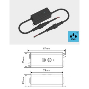 Controlador RF 2Botões RGB+CCT 5 Canais 1A/Ch 12-24Vdc IP67