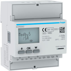 ECR300C - Central Measurement 3f Ti 1-5A 4m Modbus Mid Hager Ean: 3250612231454