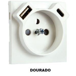 EFAPEL - 90650TDU CENTRO P/TOM FRANC + USB TIPO A E TIPO C DO - 5603011640552