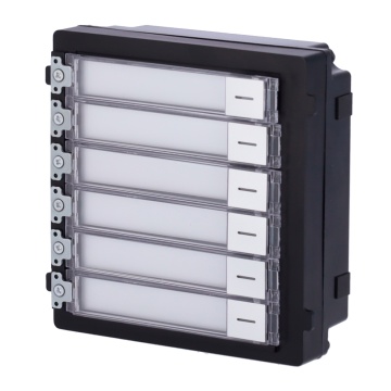 Erweiterungsmodul – Rufen von verschiedenen Monitoren aus – Außenstation mit 6 Tasten – 6 personalisierte Etiketten mit LEDs – Geeignet für den Außenbereich IP65 – Modularer Aufbau