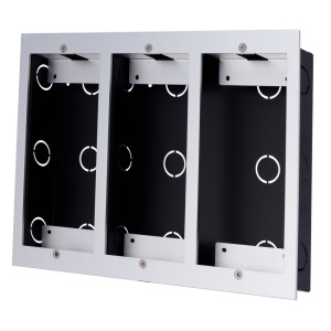 Frontplatte und versenktes Registrierungsfeld – speziell für Akuvox AK-R20B(K)-xB. - Speziell für Akuvox AK-MD12(6). - Panel: 226 (H) x 304 (Lg) x 3 (Fd) mm - Kasten: 225 (H) x 293 (Lg) x 42 (Fd) mm - Hergestellt aus Aluminium und verzinktem Stahl