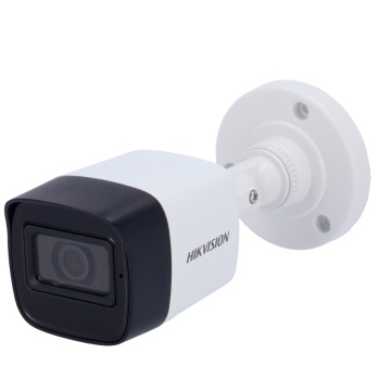Hikvision - Bullet Chamber 4en1 Gama Valeur - Résolution 5 Megapixel - 2,8 mm Lens | Plage IR 30 M - Audio sur câble coaxial | Microphone incrusté - IP67 imperméable