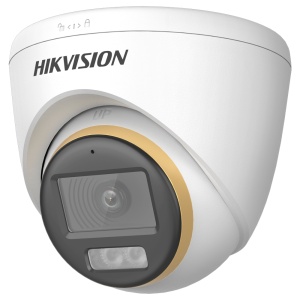 Hikvision câmara Turret HDTVI Gama PRO - Resolução 1080p (1920x1080) - Lente 2.8 mm - ColorVu: Imagem a cores 24 horas - Luz híbrida com alcance de 40 m | Alarme luminoso | PoC - IP67 | Microfone integrado | Áudio sobre coaxial