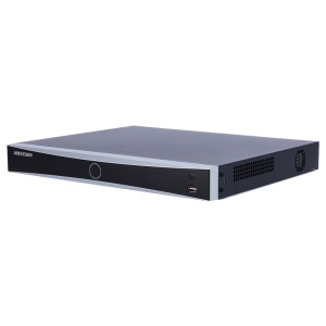 Hikvision NVR 8 CH IP PoE gama PRO - PoE IEEE 802.3af/at 80 W - Resolução máxima 12Mpx@2ch - Largura de banda 80 Mbps | Suporta 2 discos rígidos - Deteção de movimento 2.0 | Reconhecimento facial - AcuSense | Alarmes | Áudio
