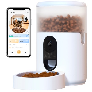 Imou – Intelligenter Futterautomat für Haustiere – 360°-Panoramablick / 4 MP 2,5K – 4 l Fassungsvermögen – Haustiererkennung – Zwei-Wege-Audio – Verwaltung über die App