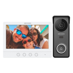 Kit de videoporteiro - Tecnologia 4 fios analógicos - Placa e monitor | Permite 2 monitores mais - Conexão por 4 fios - Instalação Plug &amp; Play - Montagem à superfície IP65, IK08