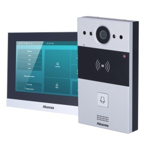 Kit de videoportero Linux - 2 hilos y wifi | Panel y monitor - Audio bidireccional nítido - Lector EM/MF y NFC - 1 salida de relé | Antivandálico - Conexión a la nube
