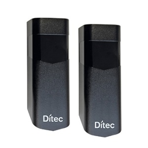 LIN2B - Slim photoelectric cell pair with outer mounting battery - 3 -position orientable plate. Max capacity: 20 m - Power: Battery (included)