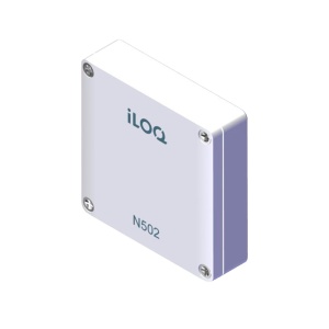 Módulo de porta online - Comunica ILOQ-N500 com a porta - Comunicação RS485 - Alimentação RS485 - Indicadores LED de estado - Caixa de proteção em plástico