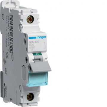 NBN120 - Breaker 1p 20a B 10/15ka 1m Hager Ean: 3250614613739