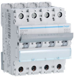 NFN420 - Disjuntor 4P 20A C 6/10kA 4M HAGER EAN:3250614628450