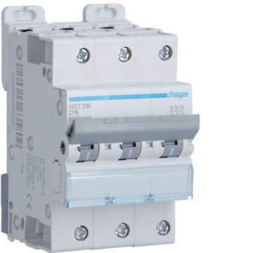 NGT316 - Breaker 3p 16a D 6/10ka 3m Hager Ean: 3250614635809