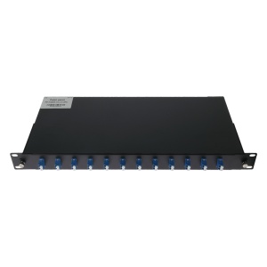 Painel de ligações 1U para rack de 19 polegadas - Inclui 12 adaptadores LC dúplex pré-instalados - Polimento UPC para perda mínima de retorno - Tabuleiro de ligação interna integrado - É fornecido vazio, sem pigtails incluídos. - Superfície exterior resis