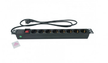 Panel Gobernante a Rack 19'' 1U, 8 Salidas Schuko 16A con cambiar ON/Apagado