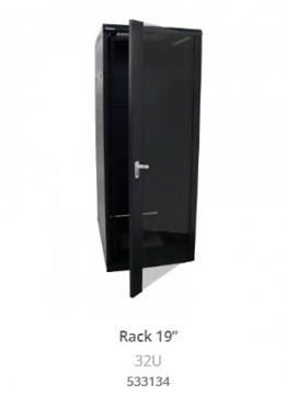 Rack Entre bastidores 19" 32U. Puerta de vaso templado e lado accesible. Dimensiones: 600x1570x800mm. Instalación: Suelo